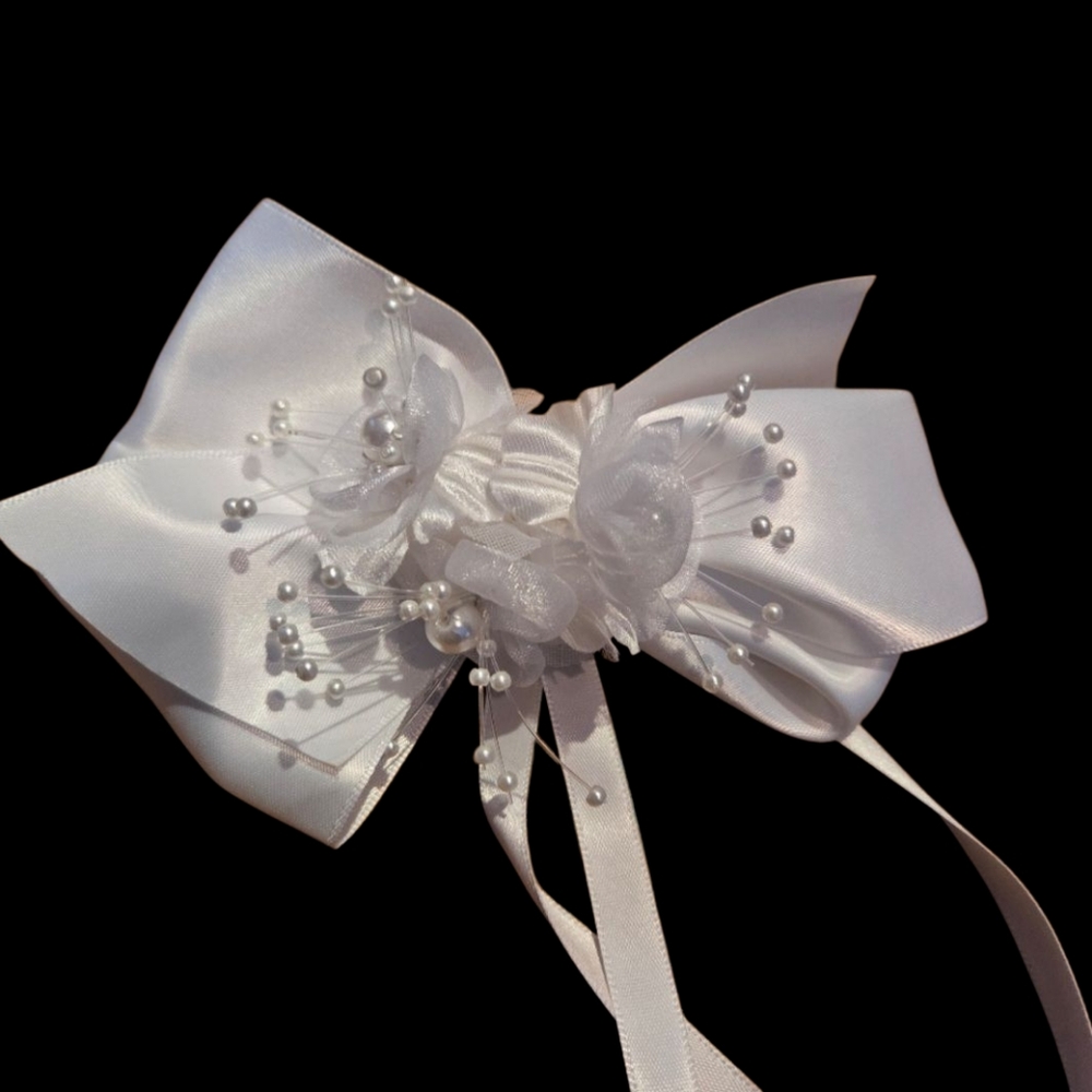 First Communion/Wedding Girl's White Satin Hair Clip